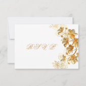 Gouden Bloemen Bruiloft RSVP Kaartje (Achterkant)