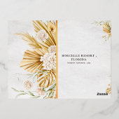 Gouden Bloemen Bruiloft Uitnodiging Landschap (Achterkant)