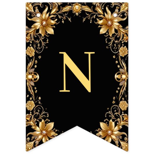 Gouden Bloemen Bunting vlag Vlaggetjes (Derde vlag)