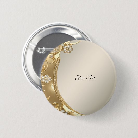 Gouden  Bloemen Button (Voorkant /achterkant)