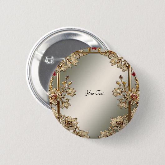 Gouden Bloemen Button (Voorkant /achterkant)