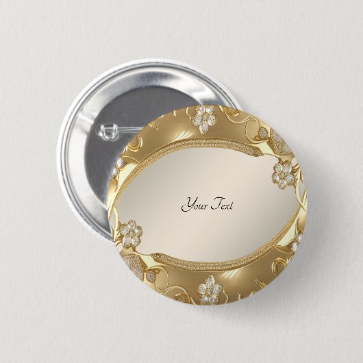 Gouden Bloemen Button (Voorkant /achterkant)