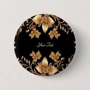 Gouden Bloemen Button