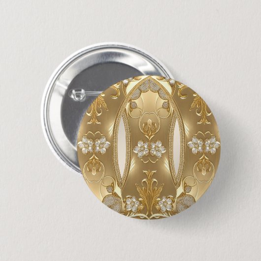 Gouden  Bloemen Button (Voorkant /achterkant)