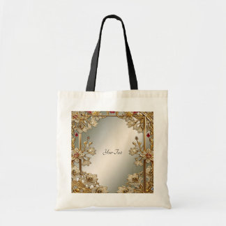 Gouden Bloemen Canvas tas