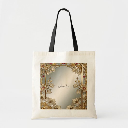 Gouden Bloemen Canvas tas (Voorkant)