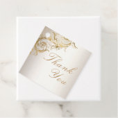  gouden bloemen Damask Elegant Script Wedding Bedankjes Labels (In situ)