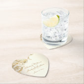 gouden bloemen Damask Elegant Script Wedding Kartonnen Onderzetters (Insitu)