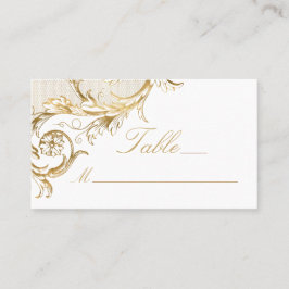  gouden bloemen Damask Elegant Script Wedding Plaatskaartje