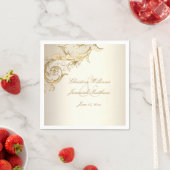  gouden bloemen Damask Elegant Script Wedding Servet (Insitu)