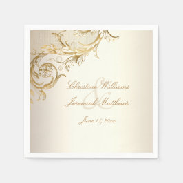  gouden bloemen Damask Elegant Script Wedding Servet