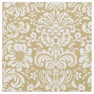 Gouden Bloemen Damask Stof
