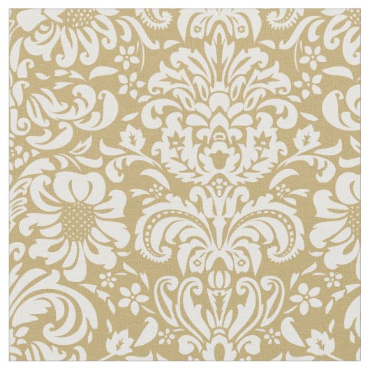 Gouden Bloemen Damask Stof (Close Up)