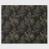  Gouden  Bloemen Damast Overlay Cadeaupapier (Vlak)