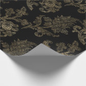 Gouden  Bloemen Damast Overlay Cadeaupapier (Hoek)