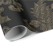  Gouden  Bloemen Damast Overlay Cadeaupapier (Rol Hoek)