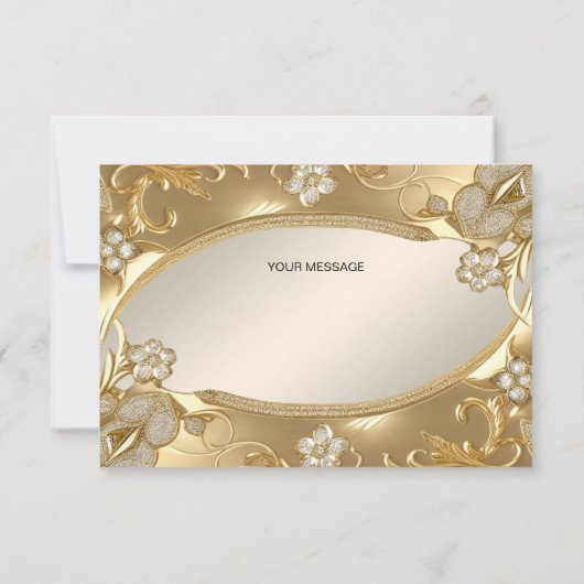 Gouden Bloemen Dank u kaart (Achterkant)