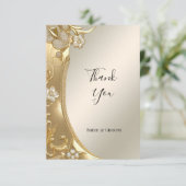 Gouden Bloemen Dank u kaart (Staand voorkant)