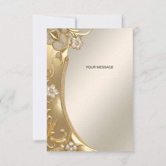 Gouden Bloemen Dank u kaart (Achterkant)