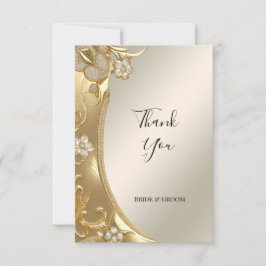 Gouden Bloemen Dank u kaart