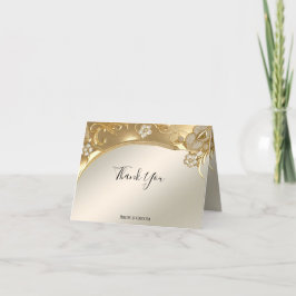 Gouden Bloemen Dank u kaart