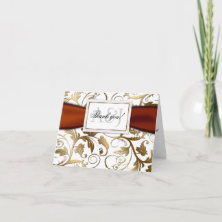 Gouden Bloemen Dankkaart met Sinaasappels strik Bedankkaart