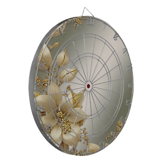 Gouden Bloemen Dartboard Dartbord (Voorkant Links)