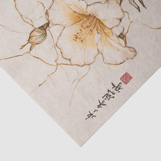 Gouden bloemen - Decoupage - Tissuepapier (Detail)