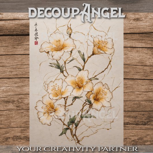 Gouden bloemen - Decoupage - Tissuepapier