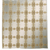 Gouden Bloemen Douchegordijn (Voorkant)