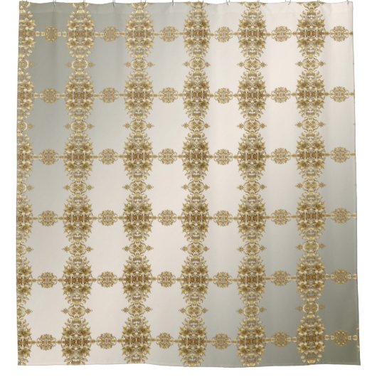 Gouden Bloemen Douchegordijn (Voorkant)
