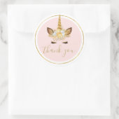 Gouden Bloemen Eenhoorn Dank u Ronde Sticker (Tas)