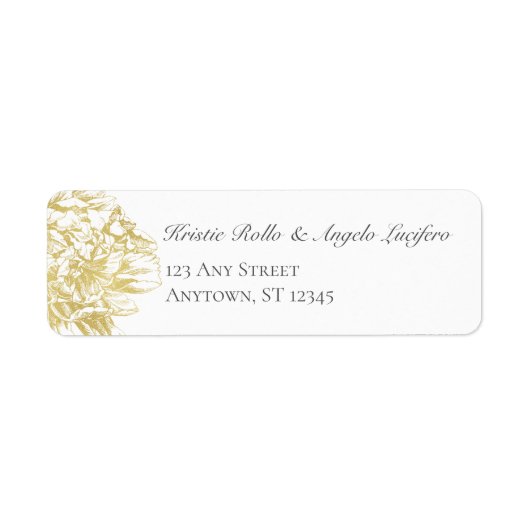 Gouden Bloemen Elegante Bruiloft Retouradres Label (Voorkant)