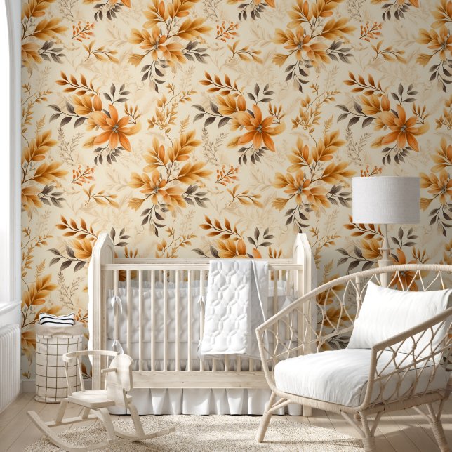 Gouden bloemen en bladeren behang (Kinderen)