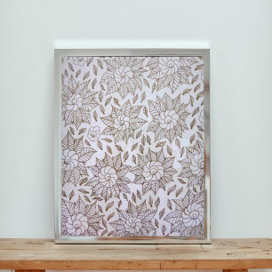 Gouden bloemen en bladeren op witte achtergrond foto afdruk