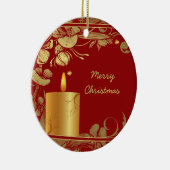 Gouden bloemen en kaars kerst ornament (Rechts)