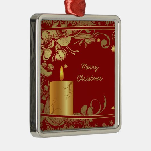 Gouden bloemen en kaars kerst ornament (Rechts)