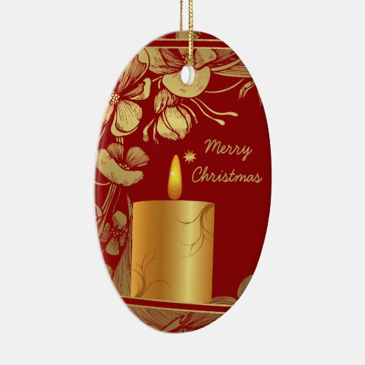 Gouden bloemen en kaars kerst ornament (Rechts)