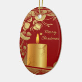 Gouden bloemen en kaars kerst ornament (Links)