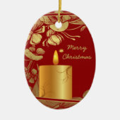 Gouden bloemen en kaars kerst ornament (Voorkant)