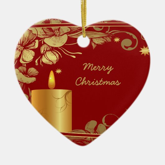 Gouden bloemen en kaars kerst ornament (Voorkant)