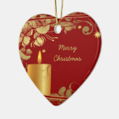 Gouden bloemen en kaars kerst ornament (Links)