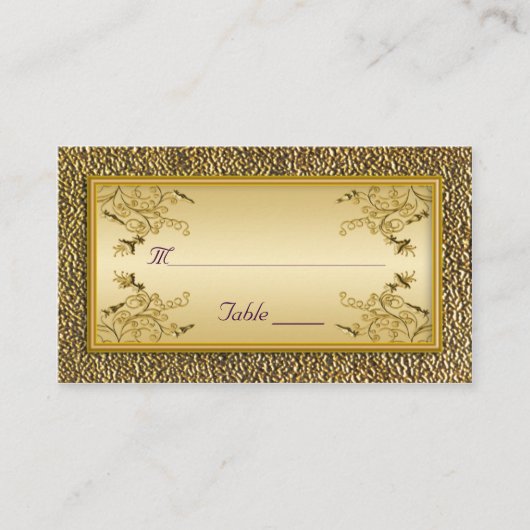 Gouden Bloemen en Paarse Plaatskaarten Plaatskaartje (Voorkant)