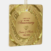 Gouden Bloemen en Ring 50e bruiloft Jubileum Keramisch Ornament (Rechts)