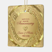 Gouden Bloemen en Ring 50e bruiloft Jubileum Keramisch Ornament (Links)