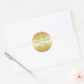 Gouden Bloemen en Royal Blue 1,5" Ronde Sticker (Envelop)