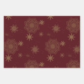 Gouden bloemen en sterren op Bourgondië Inpakpapier Vel (Voorkant)