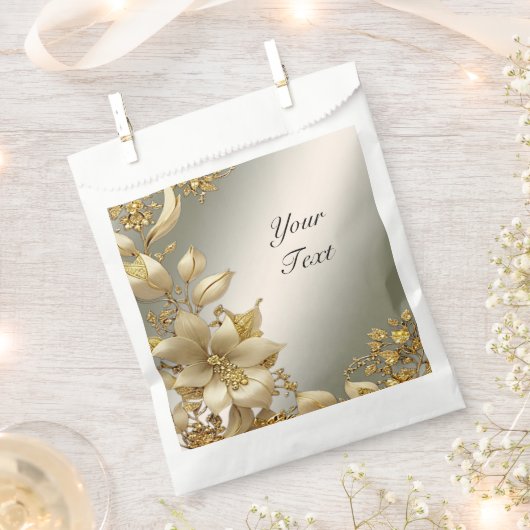 Gouden Bloemen Favor Bag Bedankzakje (Geknipt)