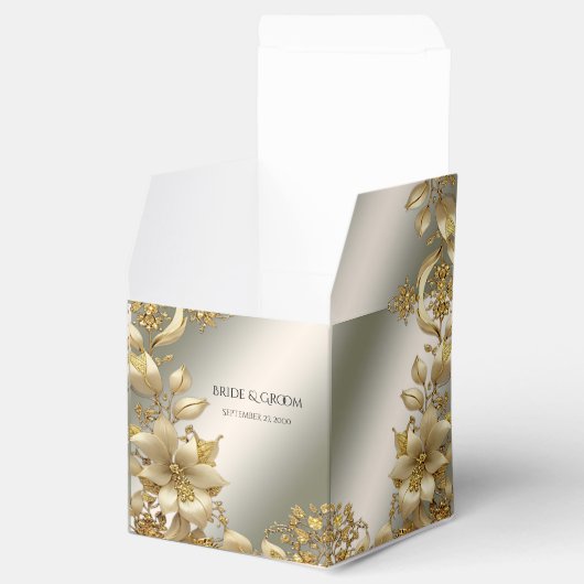 Gouden Bloemen Favor Box Bedankdoosjes (Geopend)