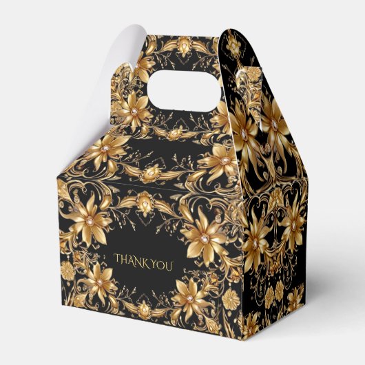 Gouden Bloemen Favor Box Bedankdoosjes (Achterkant)
